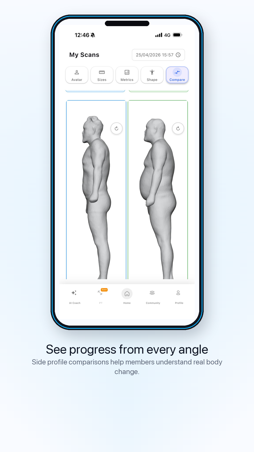 Fits Right side profile body scan comparison