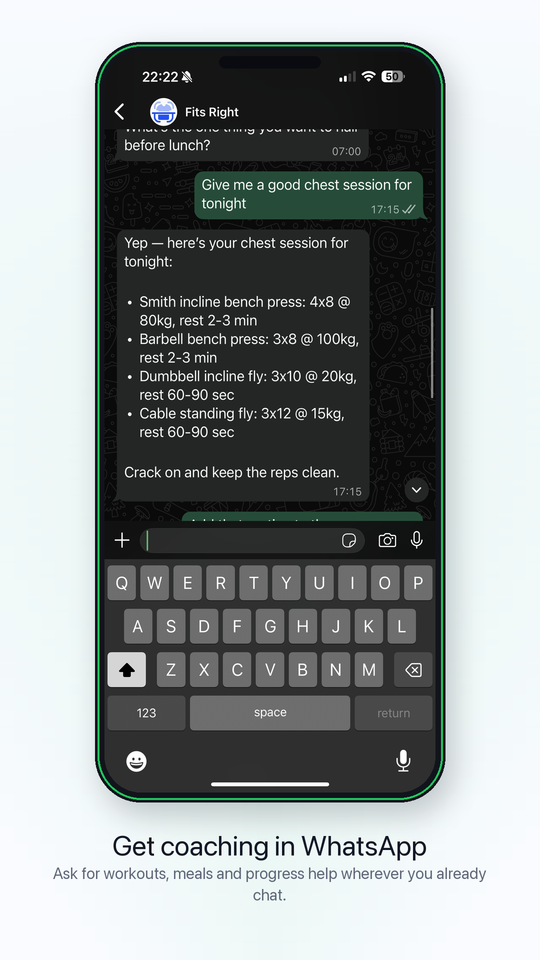 WhatsApp coaching screen