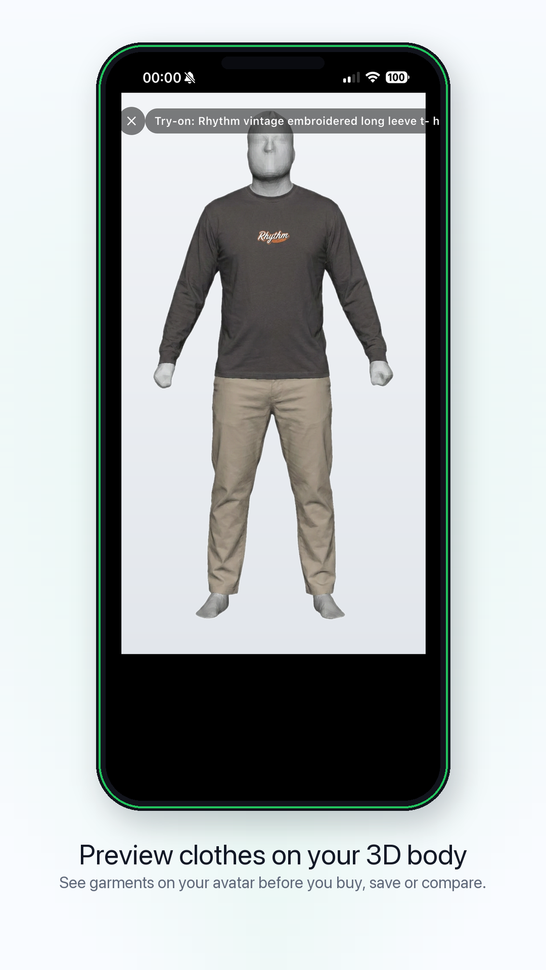 3D try-on app screen